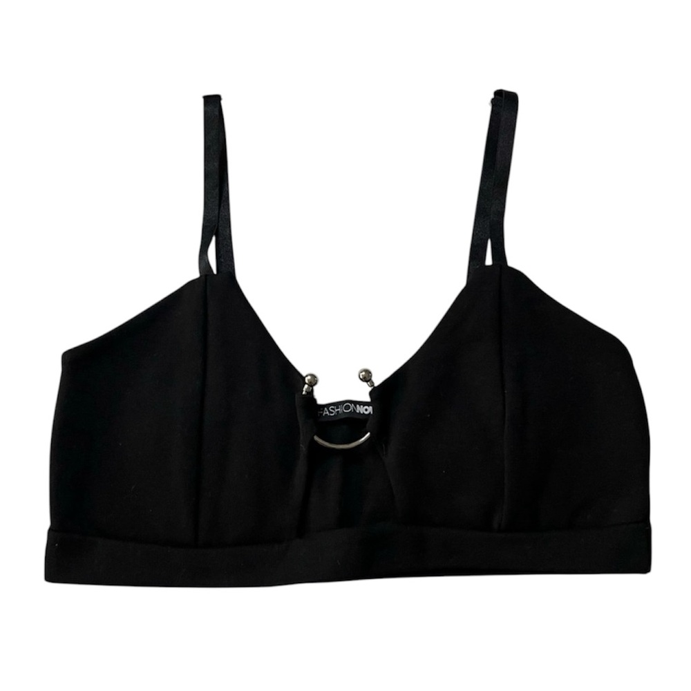 Fashion Nova Feel My Heart Crop Top - Small, Black